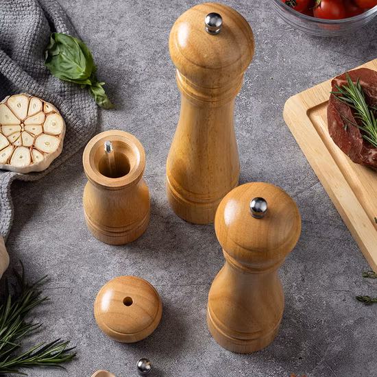 Molinillo de sal y pimienta de madera ajustable para cocina