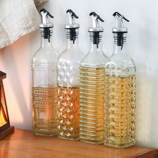 Aceite y vinagre Botella de aceite de oliva Dispensador de aceite de oliva de vidrio 250 ml Dispensador de aceite y vinagre con vertido