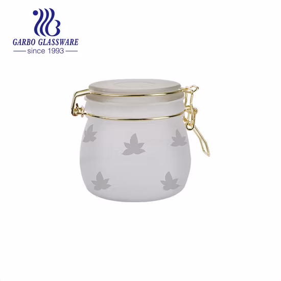 China Wholesale High Quality Glass Storage Jar 500ml Frosted Milk White Glass Food Container with Glass Lid Home Durable Tableware Glass Jar