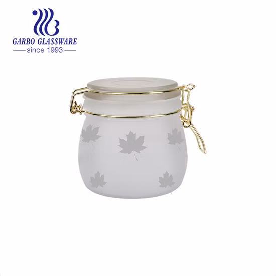 China Wholesale High Quality Glass Storage Jar 500ml Frosted Milk White Glass Food Container with Glass Lid Home Durable Tableware Glass Jar