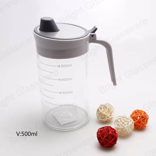 Dispensador de botella de vidrio de jarabe de arce de vinagre de aceite de salsa de soja con tapa de plástico