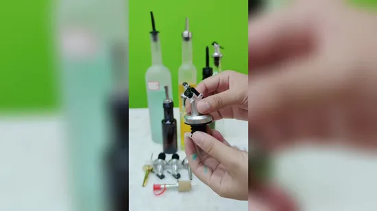Dispensador de vinagre con pico vertedor cónico de acero inoxidable para botella de aceite clásica